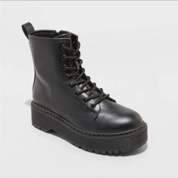 a new day Shoes - A New Day Women’s Black Erin Platform Combat Boots Size 7